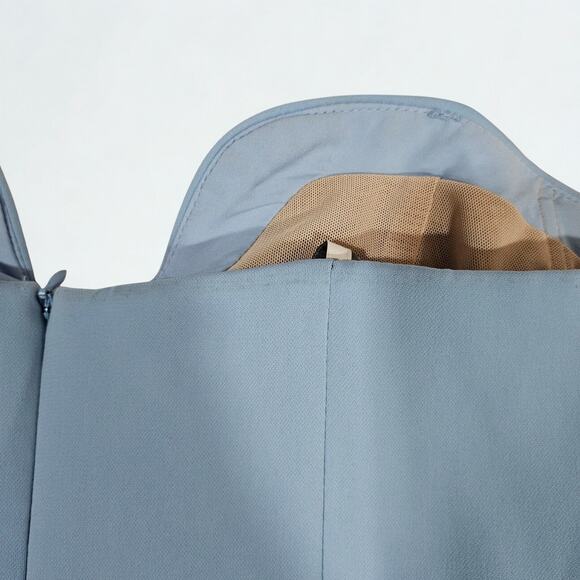 Monique Lhuillier Powder Blue Strapless Midi Dress - Picture 4 of 9